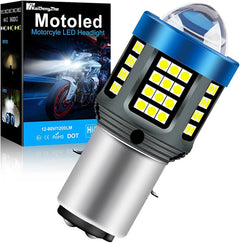 Motocicleta Faros delanteros H4 BA2O bombillas LED con lente de detección 3030 CSP bombillas LED para Moto de haz alto/baio accesorios para Scooter 12-32V