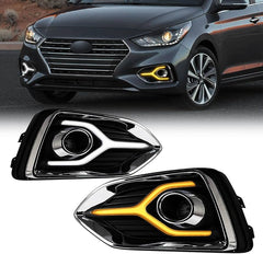 Hyundai Accent 2017-18-19-20 DRL LED diurna luz niebla MULTICOLOR 
Coche intermitente 2 unidades función de señal de giro