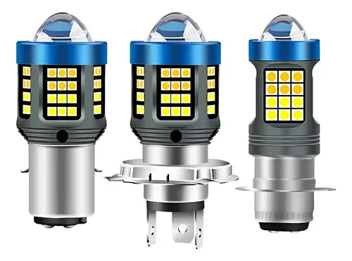 Motocicleta Faros delanteros H4 BA2O bombillas LED con lente de detección 3030 CSP bombillas LED para Moto de haz alto/baio accesorios para Scooter 12-32V