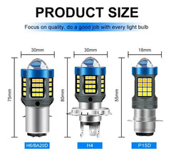 Motocicleta Faros delanteros H4 BA2O bombillas LED con lente de detección 3030 CSP bombillas LED para Moto de haz alto/baio accesorios para Scooter 12-32V