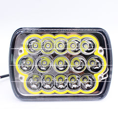 2 luces LED de 5x7 con halo ámbar de ojos de ángel DRL, luces rectangulares H6054, 7 x 6, lámpara LED de luz sellada alta/baja, enchufe H4 9003 6054 H5054 compatible con camiones