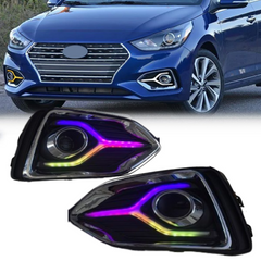 Hyundai Accent 2017-18-19-20 DRL LED diurna luz niebla MULTICOLOR 
Coche intermitente 2 unidades función de señal de giro