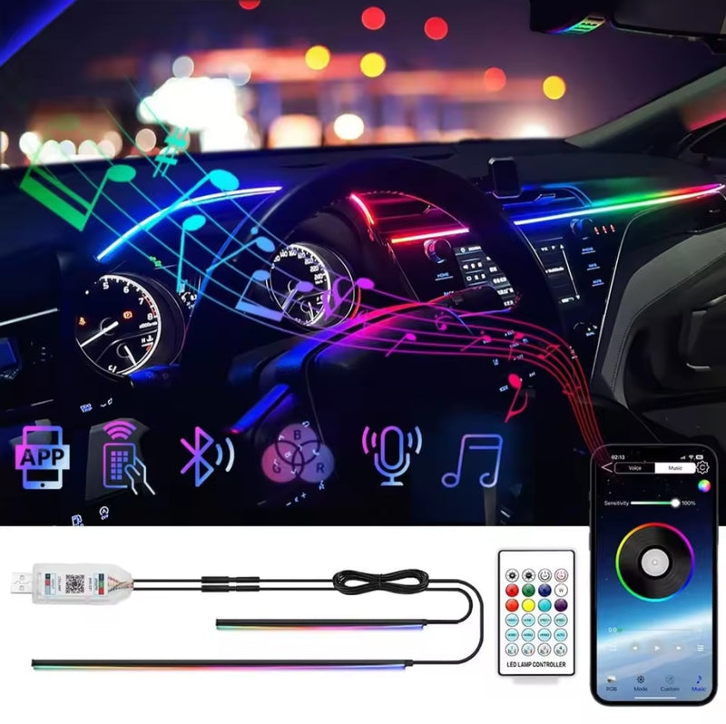 Atmosphere Light Automotive LED Acrylic RGB  Center Console , Hidden Color APP Acrylic Voice Control Music Mood Light