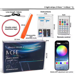 Atmosphere Light Automotive LED Acrylic RGB  Center Console , Hidden Color APP Acrylic Voice Control Music Mood Light