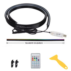 Front Windshield LED Atmospere Light Strip 150cm Car RGB USB APP Control Remote Symphony Ambient Mood Lights 5V Universal