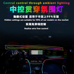 Front Windshield LED Atmospere Light Strip 150cm Car RGB USB APP Control Remote Symphony Ambient Mood Lights 5V Universal