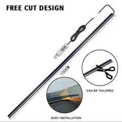 Front Windshield LED Atmospere Light Strip 150cm Car RGB USB APP Control Remote Symphony Ambient Mood Lights 5V Universal