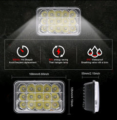 Focos 4x6" pulgadas proyector faros LED haz alto-bajo para camioneta Dodge Dakota 1987-1995