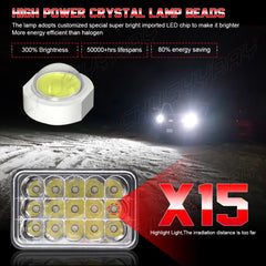 Focos 4x6" pulgadas proyector faros LED haz alto-bajo para camioneta Dodge Dakota 1987-1995