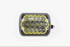 2 luces LED de 5x7 con halo ámbar de ojos de ángel DRL, luces rectangulares H6054, 7 x 6, lámpara LED de luz sellada alta/baja, enchufe H4 9003 6054 H5054 compatible con camiones