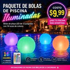 Bolas de piscina iluminadas, bolas de playa LED decoraciones de piscina que brillan en la oscuridad para fiestas de verano al aire libre