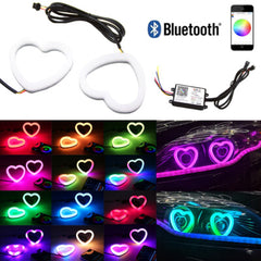 2 PIEZAS RGB Corazón LED Ángel Luces Ojos Anillo Halo Teléfono APLICACIÓN Faro de control DRL
