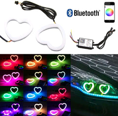 2 PIEZAS RGB Corazón LED Ángel Luces Ojos Anillo Halo Teléfono APLICACIÓN Faro de control DRL