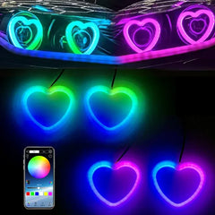 2 PIEZAS RGB Corazón LED Ángel Luces Ojos Anillo Halo Teléfono APLICACIÓN Faro de control DRL