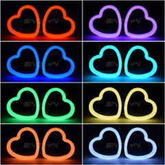 2 PIEZAS RGB Corazón LED Ángel Luces Ojos Anillo Halo Teléfono APLICACIÓN Faro de control DRL